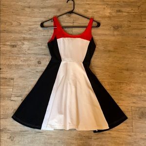 Red, Black, & White Express Skater Dress